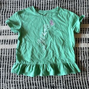Cat & Jack size small 6/7 green floral print peplum blouse